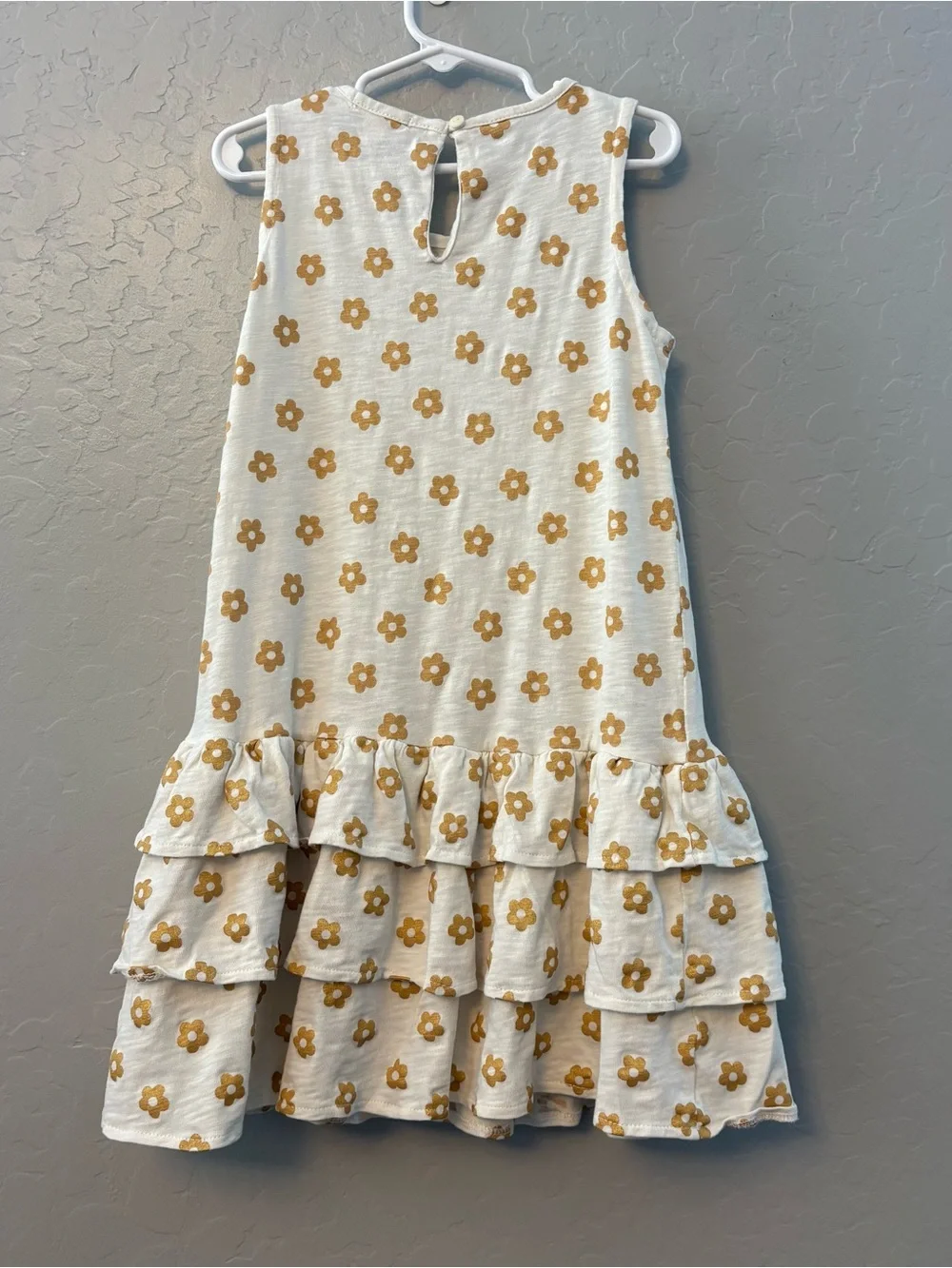 Crewcuts girls' flower printed dress with tiered skirt size small 6-7